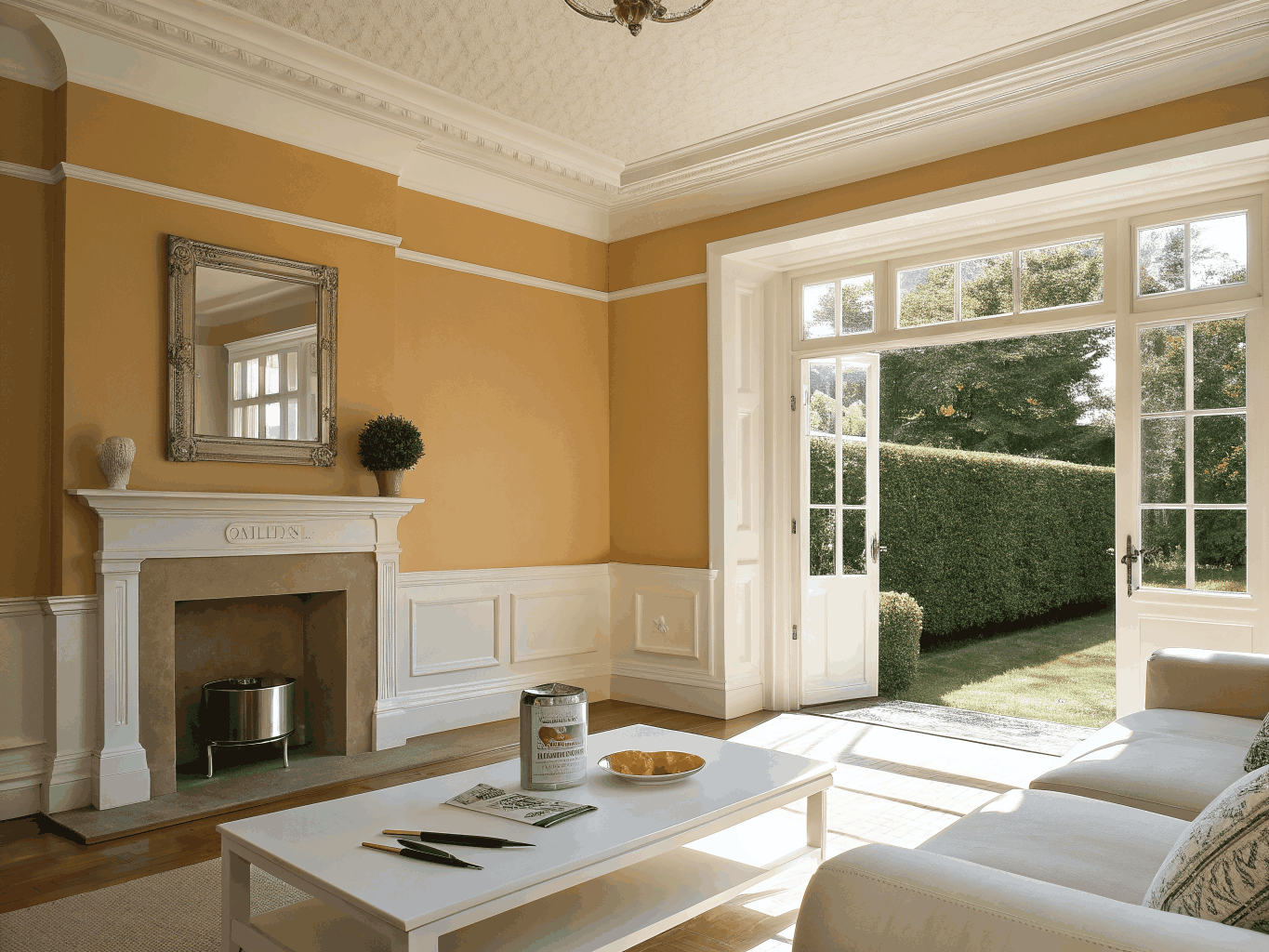 Crisp architectural interior woodwork and freshly painted walls with seamless edges