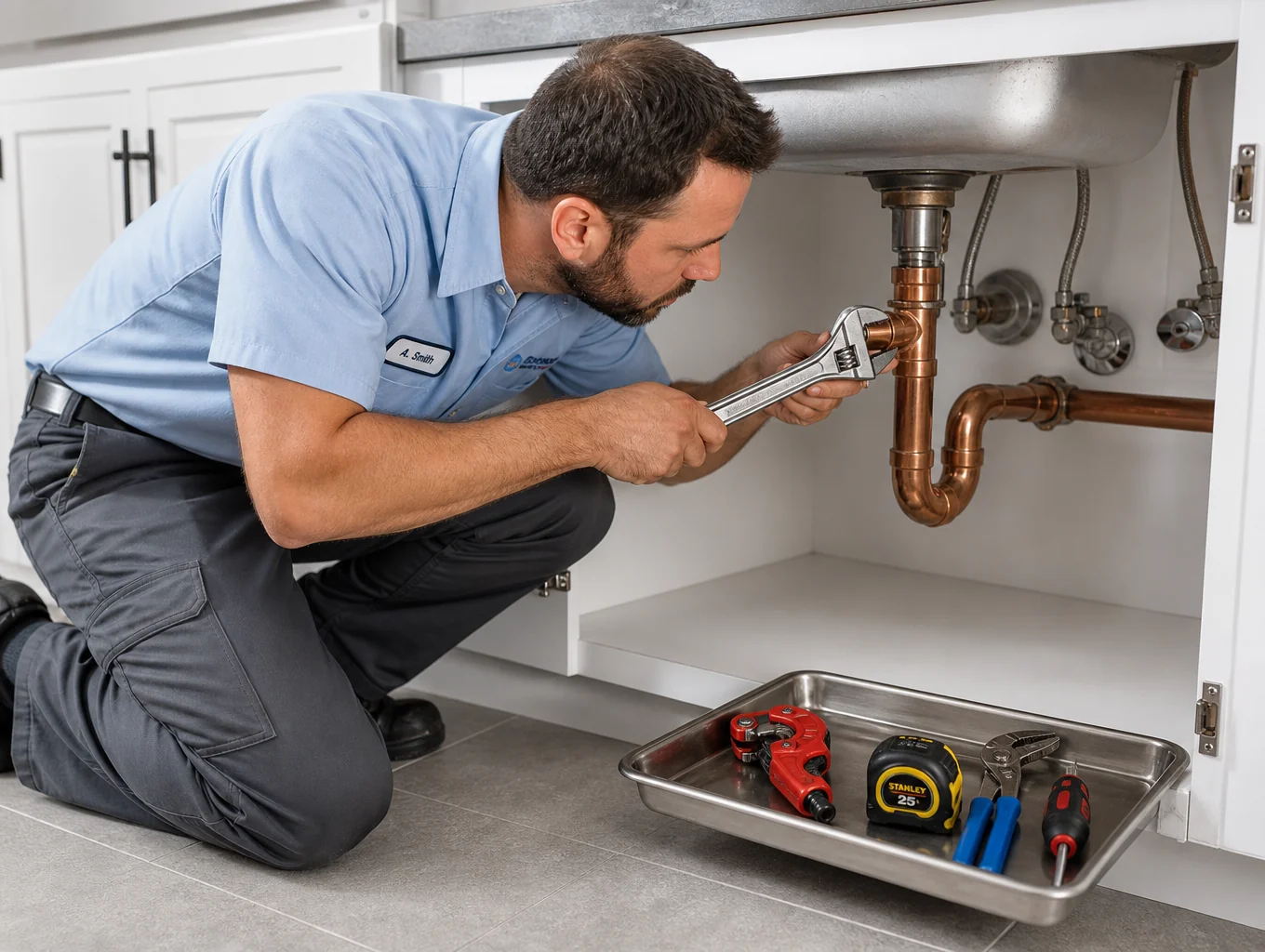 Precise plumbing and architectural fixture repair in a modern residence