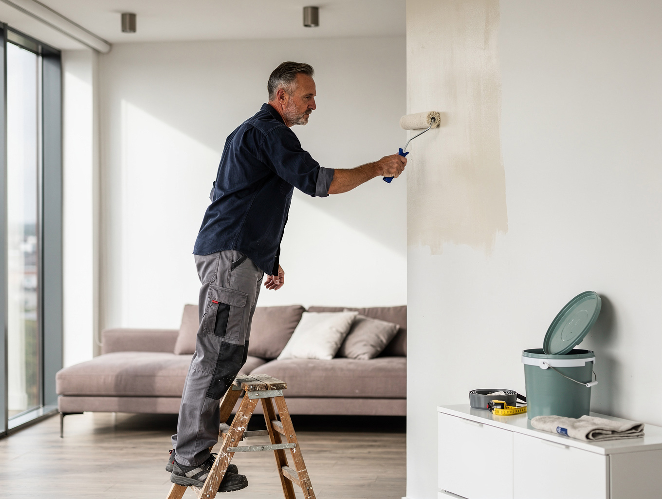 Clean interior architectural walls and timber woodwork trim